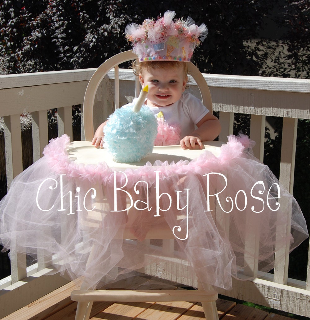 Fluffy Birthday High Chair Tutu Skirt for her Party by Chic Baby Rose