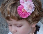 Velvet and Lace Flower Clip or Band by Chic Baby Rose Great Photography Prop