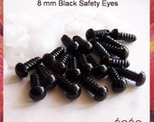 8 mm BLACK Amigurumi Eyes Plastic Eyes Animal Safety Eyes - 10 PAIRS (8b10)