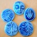 5 Handmade Porcelain Blue Beads