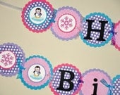Happy Birthday Banner. Penguin Winter Wonderland Happy Birthday Banner. First Birthday. Winter Onederland Choose Girl or Boy