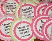 Favor Tags. Happy Birthday. Polka Dots. Pink. Green. Set of 12