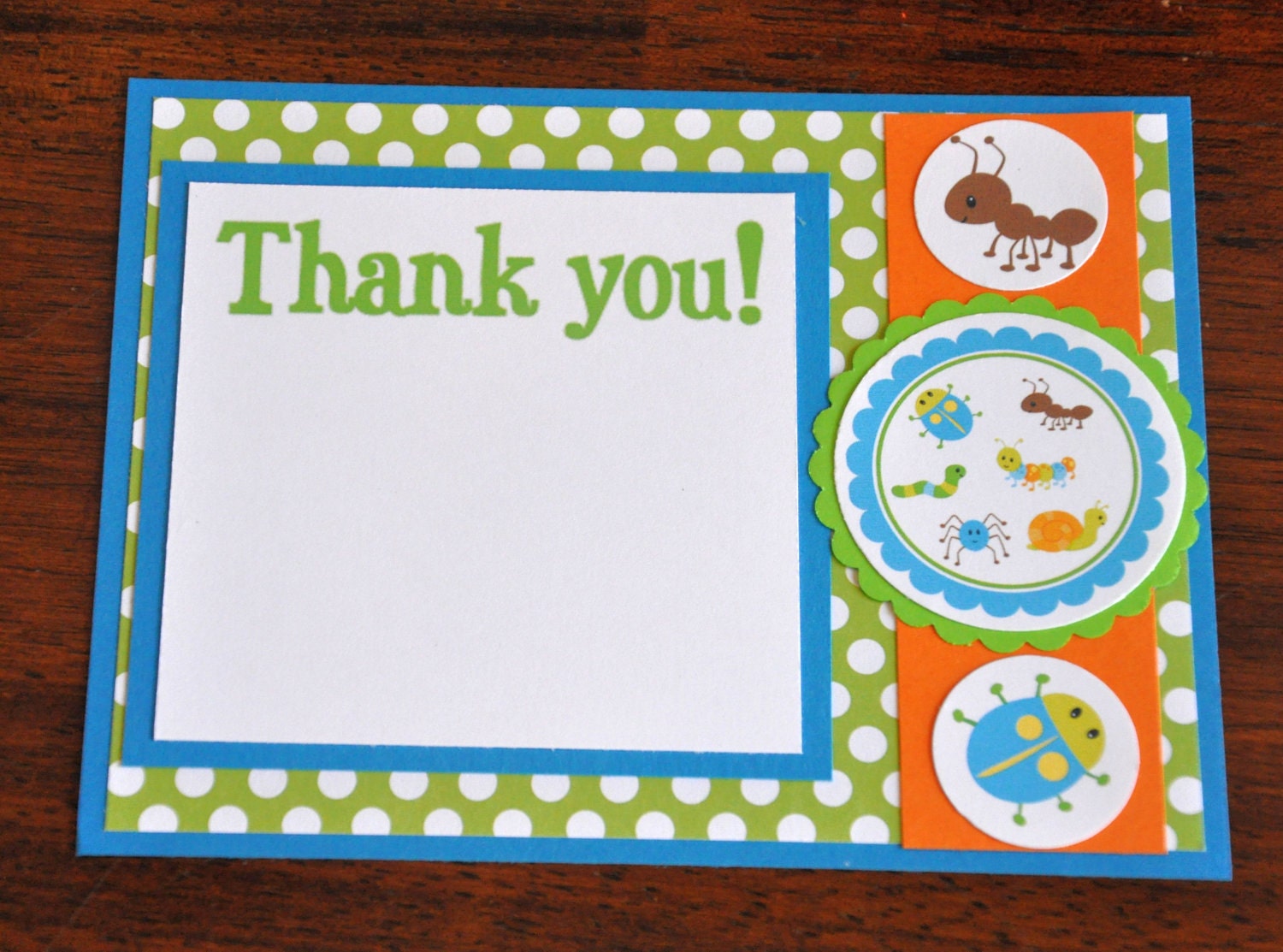 Bug Thank yous .Insect Thank yous. A2. Birthday. Set of 6. Choose boy or girl. Thank you cards