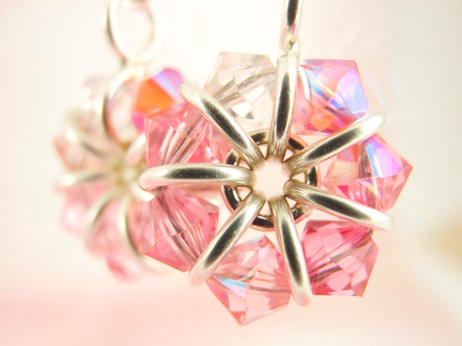 Sterling Silver Eternity Breast Cancer Awareness Earrings - A Medley of Pink Swarovski Crystals