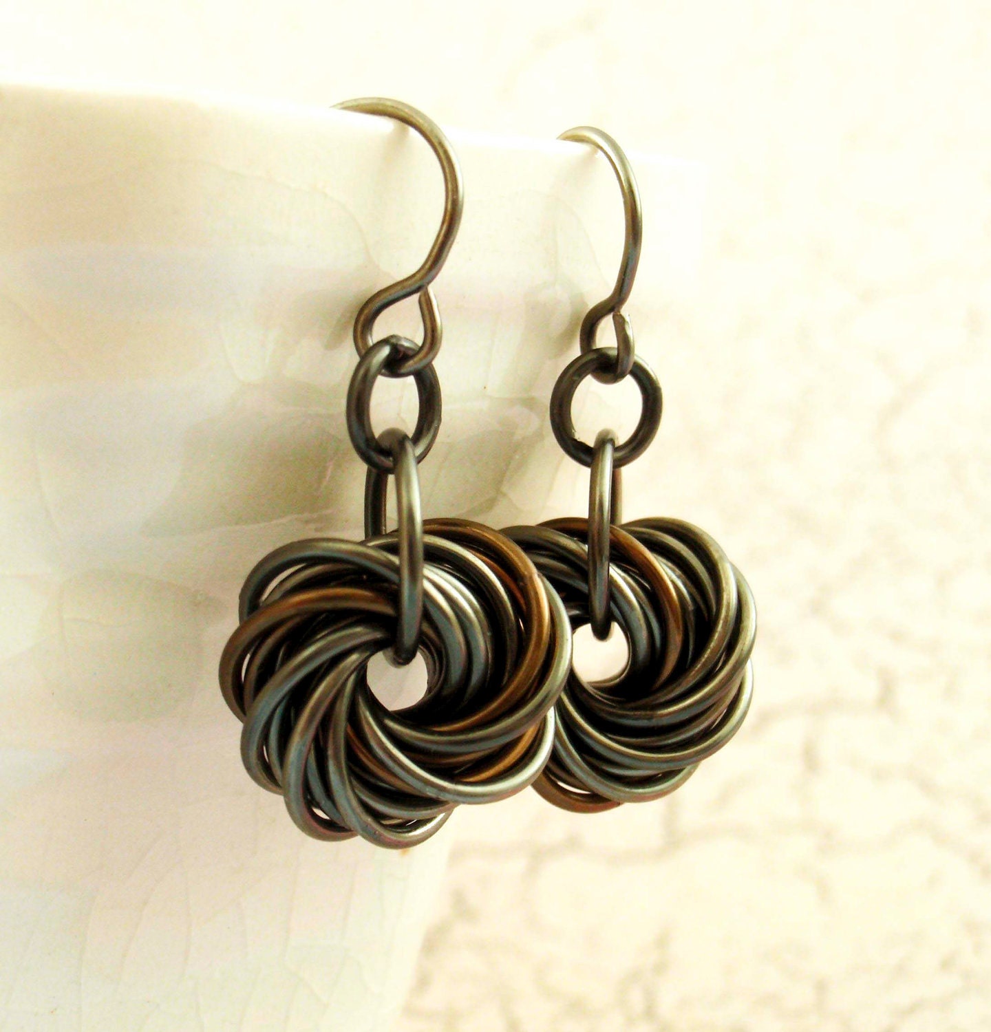 Eternity Earrings - The Stylish Side of Chainmaille - Your Pick of Accent Color