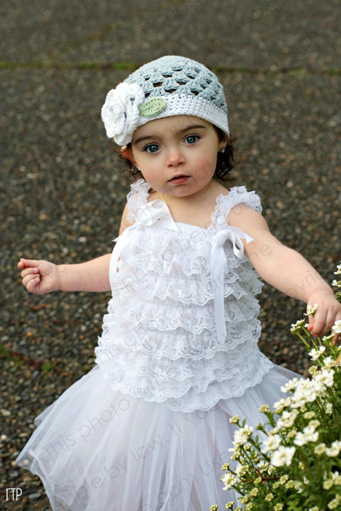 Beanie Hat Crocheted "The Angelica" Silver Grey White Celery Soft Classy Trim