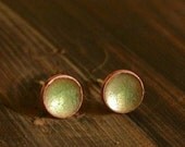 Everyday Earrings Enamel Stud Earrings - Fresh Mint Green Enamel on Copper jewelry SMALL
