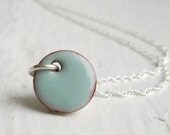 ready to ship Tiny Robin Egg Blue Enamel Pebble Accent  Necklace on Sterling silver chain
