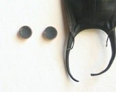 Enamel Stud Earrings - Dark Grey Enamel on Copper jewelry - SMALL post
