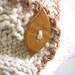 Cabled Scarf in Natural Heathered Wheat. Caramel Crocheted Trim. Handknit. Classic.