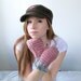 Alpaca Fingerless Gloves in Pink and Dove Gray Stripes. Teens. Girls. Womens.