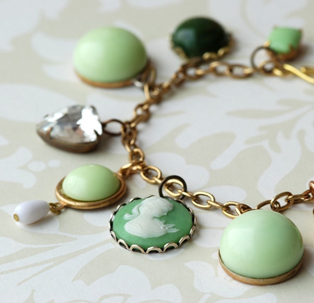 mint vintage charm bracelet