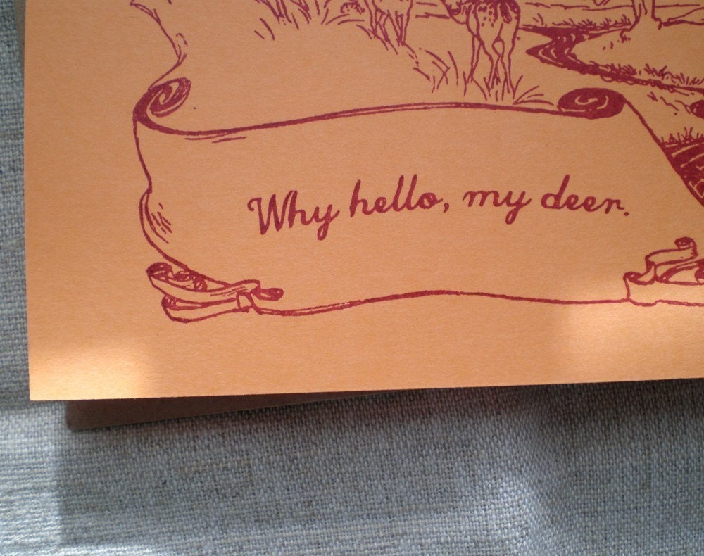 Gocco Deer Card. Why hello, my deer.