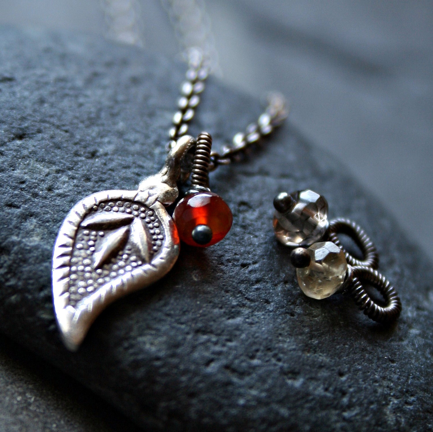 Custom Sterling Silver Paisley Charm Necklace - HARVEST