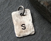 Hand Hammered Sterling Silver Personalized Initial Charm - QUAD