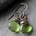 Lime Green Quartz Sterling Silver Wrapped Dangle Earrings - Sprout