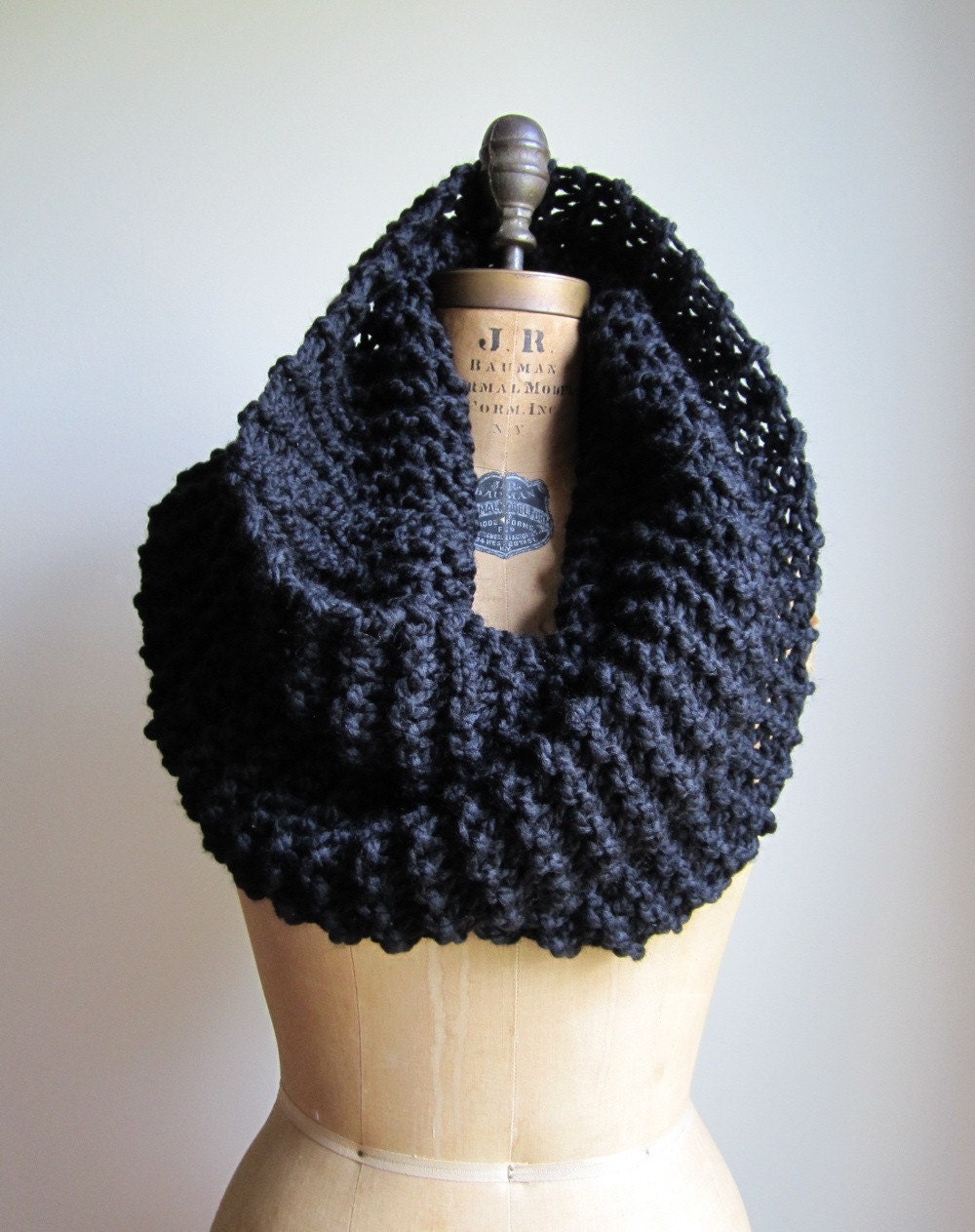 Super Snuggly chunky knit Black cowl.