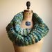 Big Chunky Knit cowl Green. Teal. Yellow. Turquoise.