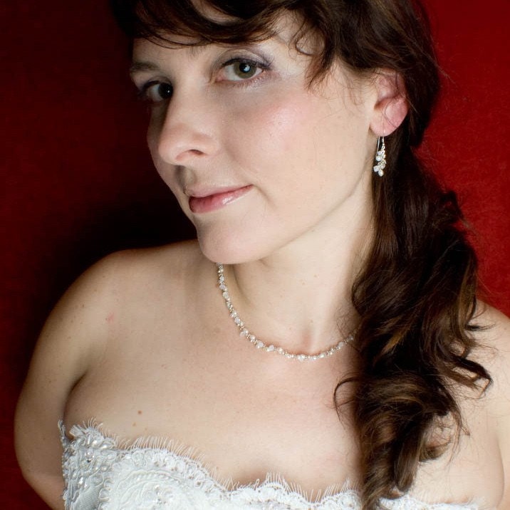 Delicate bridal necklace - clusters of pearls and crystals