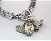 Marie Antoinette Jewelry, Stainless Steel Bracelet with Charms, Let Them Eat Cake