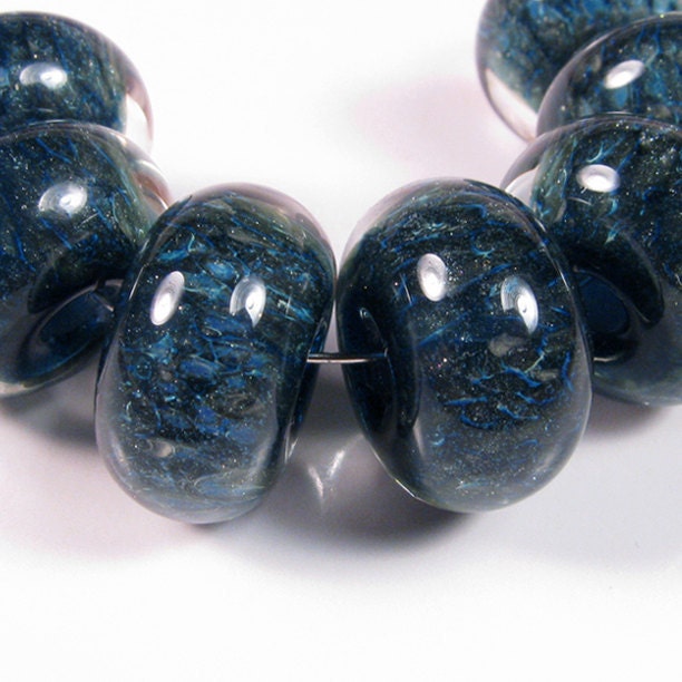 Lampwork beads - Indigo Sparkle - BBGLASSART - Lampwork Boro Beads