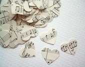 Vintage Wedding - Romantic Vintage Heart Confetti Sheet Music Heart Decor