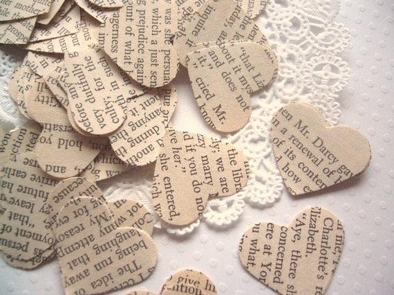 Vintage Pride and Prejudice Wedding Heart Confetti