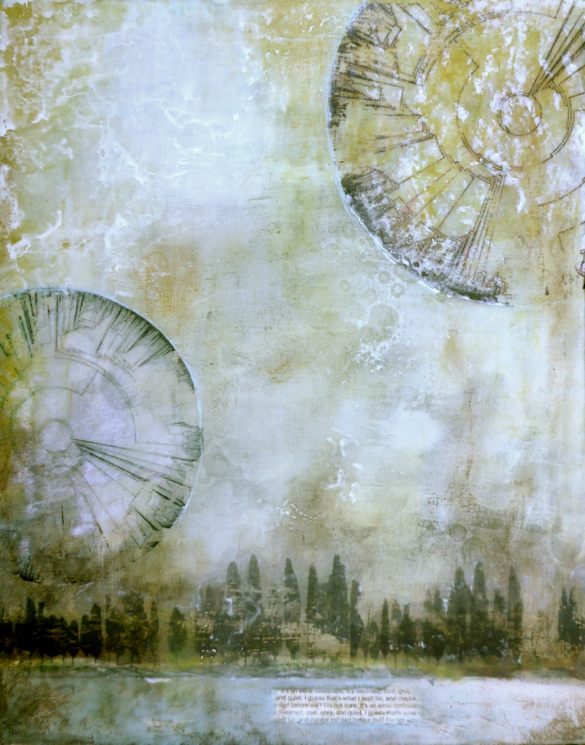 FREE SHIPPING Katie Hofacker Original Art Abstract Acrylic Landscape Painting & Resin Collage