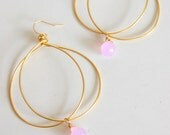 Chic and Unique Hoops with Pink glass