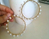 Sunburst howlite wrapped large hoops