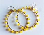 Sunburst lemon jade wrapped large hoops