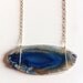 Cobalt blue banded agate slice necklace