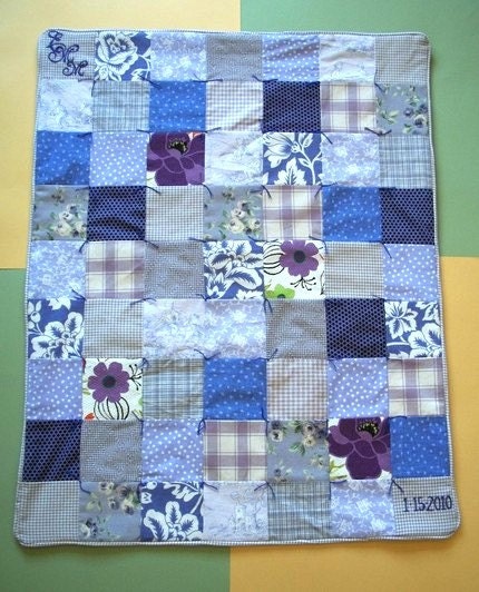 Baby Quilt Personalized with Custom Hand Embroidery by Dolce Dreams