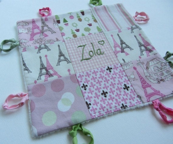 Baby Girl Blanket Lovey with Custom Hand Embroidery by  Dolce Dreams