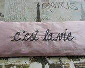 Lavender and Flaxseed Silk  Eye Pillow with Hand Embroidery by Dolce Dreams