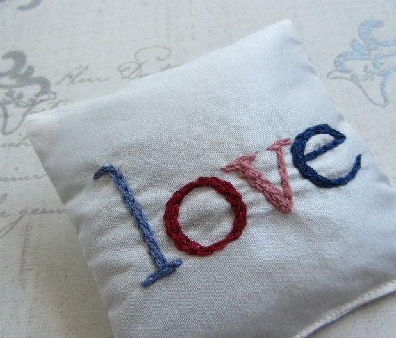 Love Valentine Lavender Sachet Hand Embroidered by Dolce Dreams