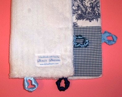 Baby Boy Lovey with Custom Hand Embroidery and  Knotties by Dolce Dreams