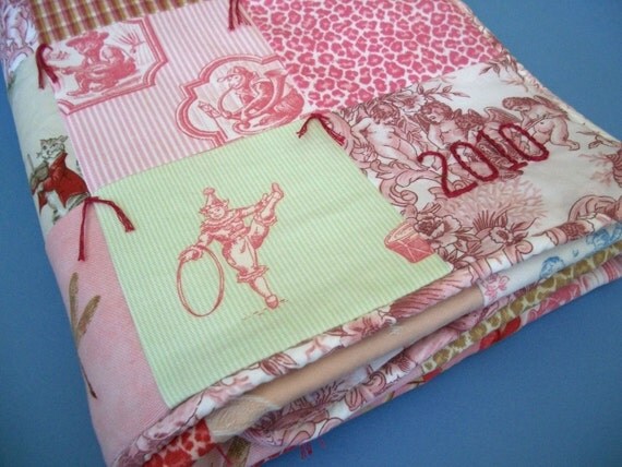Baby Girl Quilt with Custom Hand Embroidery by Dolce Dreams