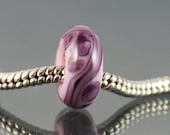 Pink and Purple Big Hole Lampwork Glass Bead - European Charm Bead- GIRLIE