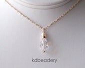 Swarovski Crystal and Pearl Pendant Necklace. 14k Gold Filled. Bridal.