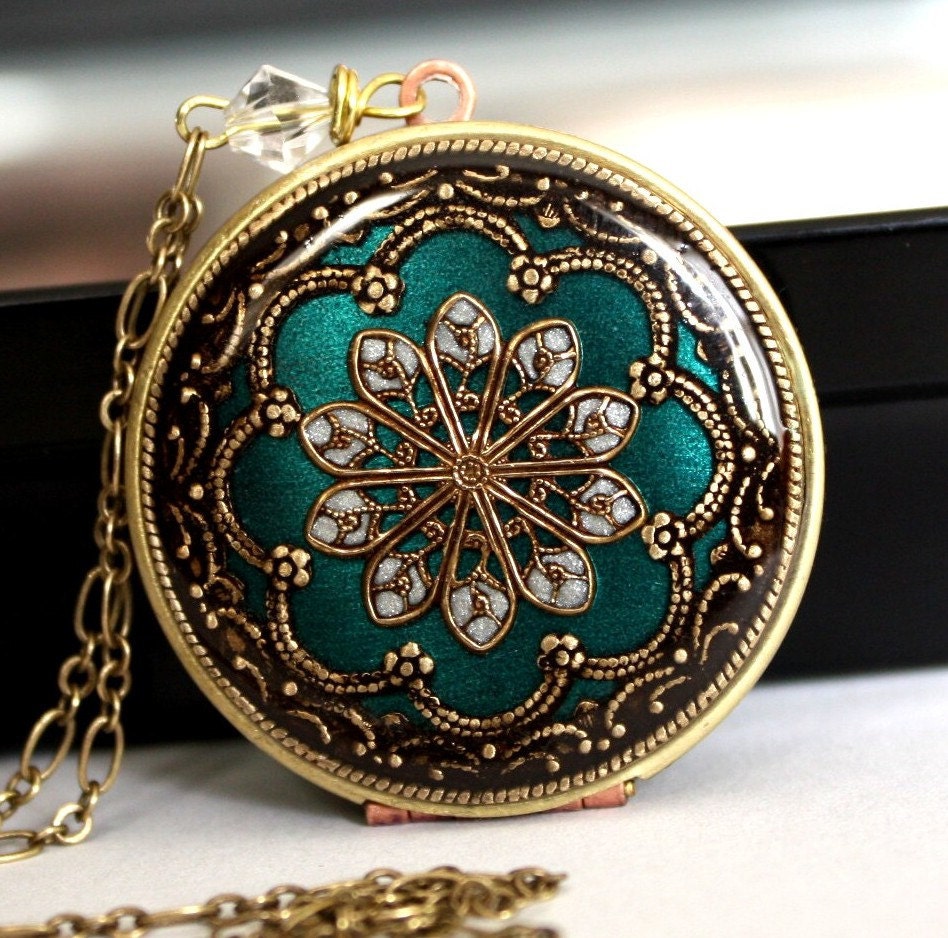 Locket, Blue Locket, Vintage Locket, Something Blue, Resin Locket, Picture Locket, Bridesmaid Necklace