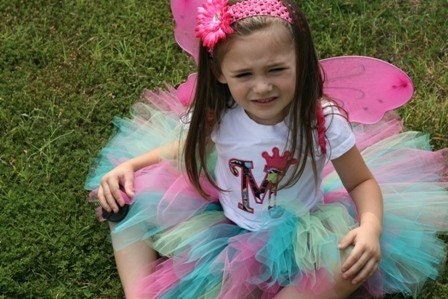 Birthday Tutu, Applique shirt with matching flower headband newborn up to 5t