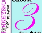 Bargain Bundle Choose Any THREE Sewing Pattern eBooks SAVE 25 PERCENT