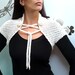 Knitted White Shrug - Lacy Wool Bolero with Crocheted Borders - WHITE GARDEN