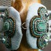 Queen of the Nile Hand Beaded Embroidered Raku Porcelain Gemstone Cuff Style Bracelet