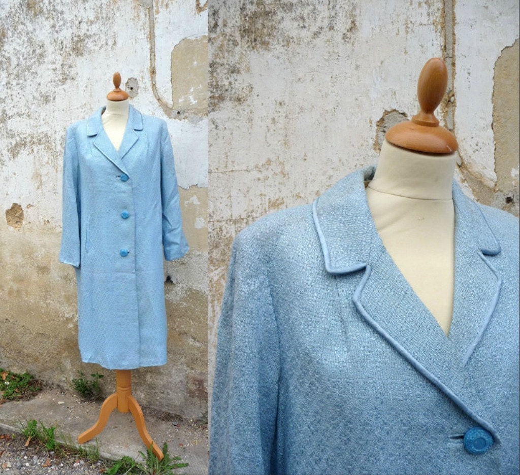 1950s vintage French soft blue coat size M