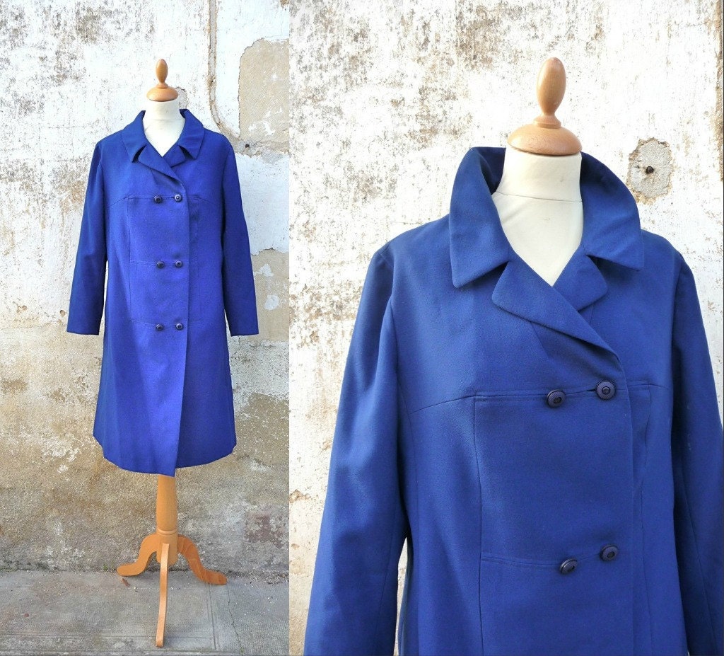 1960 mod coat double breasted navy blue size M