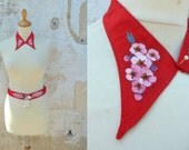 Vintage 1930 collar & belt set handpainted floral pattern