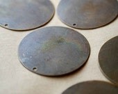 5 natural brass circle blanks - 34mm in diameter
