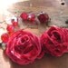 Shabby Fabric Roses Necklace Romance In Red